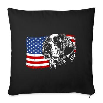 St. Bernard Amérique Flag Chien Chiens Wilsigns - Housse de coussin décorative 45 x 45 cm - noir - Devant