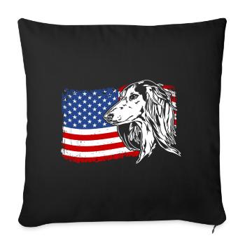 Saluki America Flag Dog Dogs Wilsigns - Sofa pillowcase 17,3'' x 17,3'' (45 x 45 cm) - black - Front