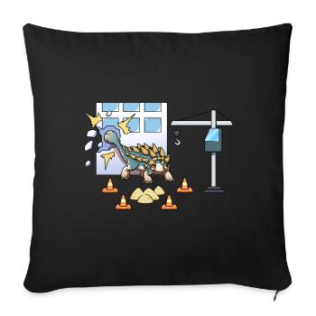 Grue de chantier Ankylosaurus cool Dino - Housse de coussin décorative 45 x 45 cm - noir - Devant