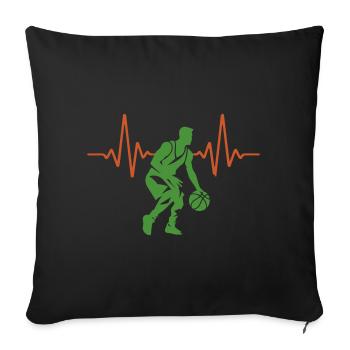 ECG Heartbeat Basketball Pulse | Couleurs changeantes - Housse de coussin décorative 45 x 45 cm - noir - Devant