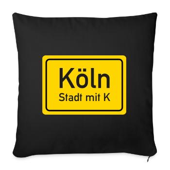 Panneau de nom de lieu Cologne Allemagne - Housse de coussin décorative 45 x 45 cm - noir - Devant