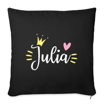 Julia Name Crown - Sofa pillowcase 17,3'' x 17,3'' (45 x 45 cm) - black - Front