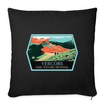 Randonnée Parc Naturel Vercors: Aventure Naturelle - Housse de coussin décorative 45 x 45 cm - noir - Devant