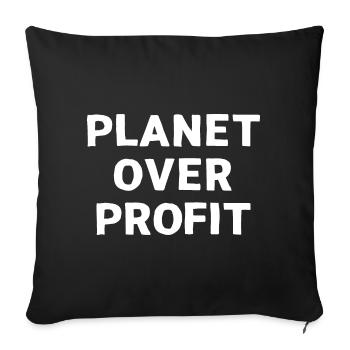 Citation militant écologiste Planet over profit - Housse de coussin décorative 45 x 45 cm - noir - Devant