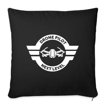 pilote de drone de course pilote de drone symbole logo de vol - Housse de coussin décorative 45 x 45 cm - noir - Devant