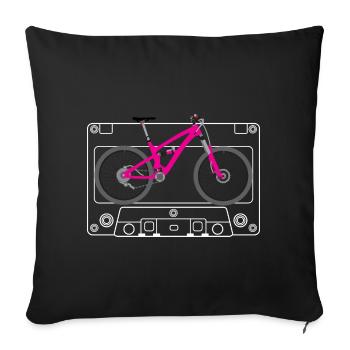 Pink MTB Silhouette on Retro Tape - Sofa pillowcase 17,3'' x 17,3'' (45 x 45 cm) - black - Front