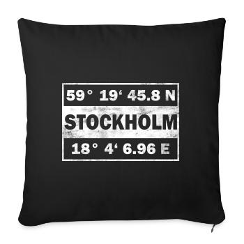 Stockholm coordinates city of Stockholm - Sofa pillowcase 17,3'' x 17,3'' (45 x 45 cm) - black - Front