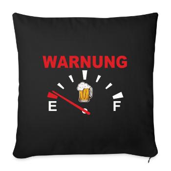 Avertissement avec motif de verre à bière - Housse de coussin décorative 45 x 45 cm - noir - Devant