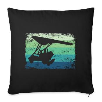 geParatrike Moteur Deltaglider Deltatrike - Housse de coussin décorative 45 x 45 cm - noir - Devant