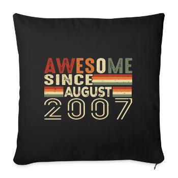 August 2007 Vintage Geburtstagsgeschenk 17 Jahre - Sofakissenbezug 45 x 45 cm - Schwarz - Vorne