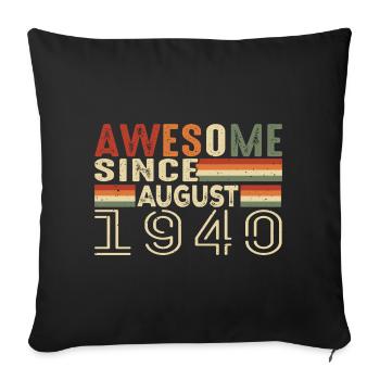 August 1940's Vintage Birthday Gift 84 Years - Sofa pillowcase 17,3'' x 17,3'' (45 x 45 cm) - black - Front