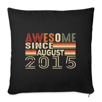 Août 2015 Vintage Cadeau d’anniversaire 9 ans - Housse de coussin décorative 45 x 45 cm - noir - Devant