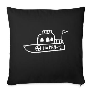 Boat Happy - Sofa pillowcase 17,3'' x 17,3'' (45 x 45 cm) - black - Front