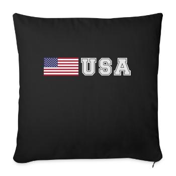 ÉQUIPE États-Unis Drapeau américain devant la police de caractères - Housse de coussin décorative 45 x 45 cm - noir - Devant
