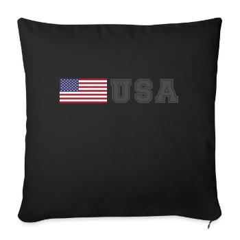 ÉQUIPE États-Unis Drapeau américain devant la police de caractères - Housse de coussin décorative 45 x 45 cm - noir - Devant
