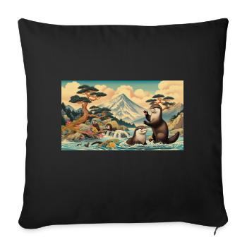 Otters' Paradise - Sofa pillowcase 17,3'' x 17,3'' (45 x 45 cm) - black - Front
