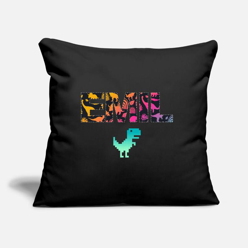 EMIL - Beau prénom de garçon avec dinosaure Housse de coussin décorative 45 x 45 cm