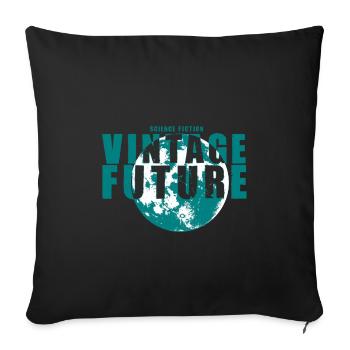 Science Fiction Vintage Future retro usedlook Mond - Sofakissenbezug 45 x 45 cm - Schwarz - Vorne
