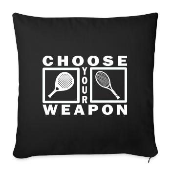 Padel Tennis Shirt Sweat à capuche Choisissez votre arme blanc - Housse de coussin décorative 45 x 45 cm - noir - Devant