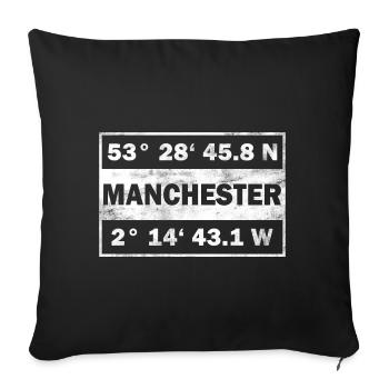 Manchester Coordinates City England Manchester - Sofa pillowcase 17,3'' x 17,3'' (45 x 45 cm) - black - Front