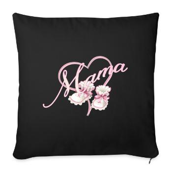 Maman avec coeur et chaussures bébé fille rose - Housse de coussin décorative 45 x 45 cm - noir - Devant