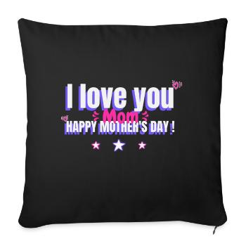 I Love You Mom, Mother's Day Gift, Heart - Sofa pillowcase 17,3'' x 17,3'' (45 x 45 cm) - black - Front