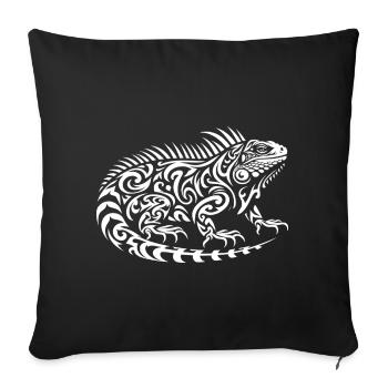 Iguane tribal - Housse de coussin décorative 45 x 45 cm - noir - Devant
