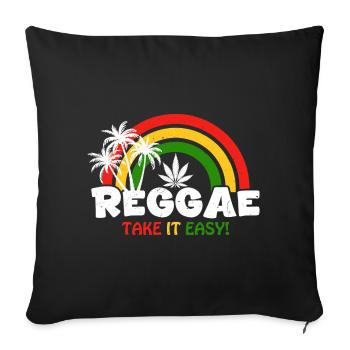 Arc-en-ciel Reggae Vibe avec motif de cannabis - Housse de coussin décorative 45 x 45 cm - noir - Devant