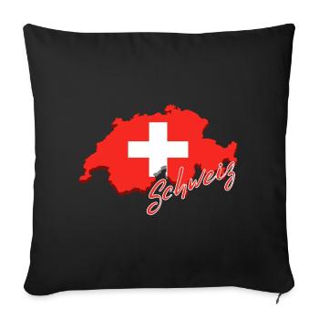 Carte de la Suisse, drapeau de la Suisse - Housse de coussin décorative 45 x 45 cm - noir - Devant