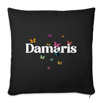 Beautiful girl's name with butterflies DAMARIS - Sofa pillowcase 17,3'' x 17,3'' (45 x 45 cm) - black - Front