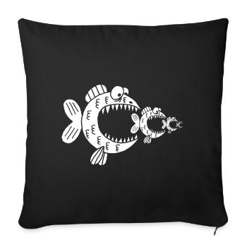 White fish and the food chain - Sofa pillowcase 17,3'' x 17,3'' (45 x 45 cm) - black - Front