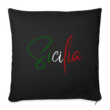 I love Sicily, elegant minimalist design - Sofa pillowcase 17,3'' x 17,3'' (45 x 45 cm) - black - Front