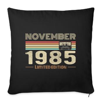 November 1985 Vintage Birthday Retro Tee - Housse de coussin décorative 45 x 45 cm - noir - Devant