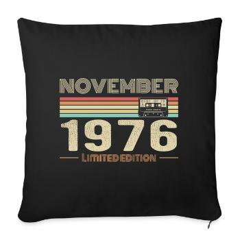 November 1976 Vintage Birthday Retro Tee - Housse de coussin décorative 45 x 45 cm - noir - Devant