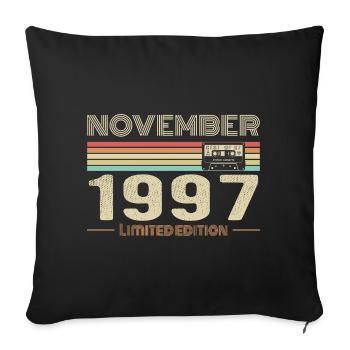 November 1997 Vintage Birthday Retro Tee - Housse de coussin décorative 45 x 45 cm - noir - Devant