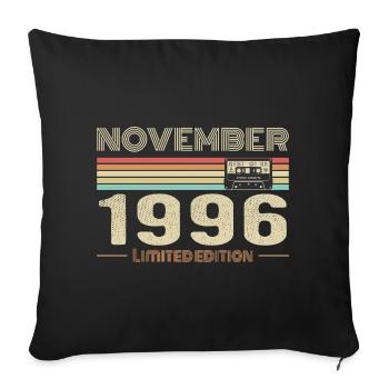 November 1996 Vintage Birthday Retro Tee - Housse de coussin décorative 45 x 45 cm - noir - Devant