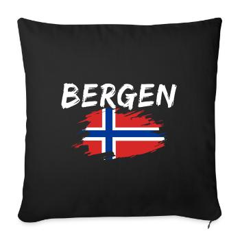 Bergen, Norway - Sofa pillowcase 17,3'' x 17,3'' (45 x 45 cm) - black - Front