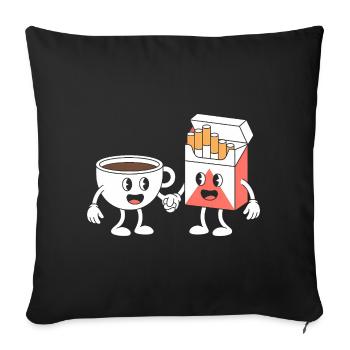 Coffee and Cigarettes  - Funny T-Shirt - Sofa pillowcase 17,3'' x 17,3'' (45 x 45 cm) - black - Front