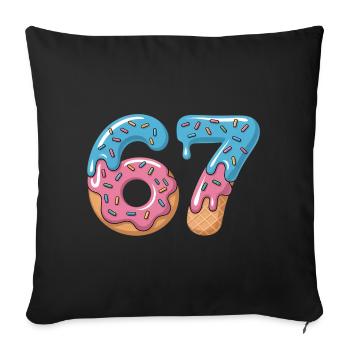 Donut numbers 6 and 7 - Sofa pillowcase 17,3'' x 17,3'' (45 x 45 cm) - black - Front