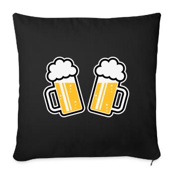 2 chopes de bière Santé ! Santé ! (Chopes de bière 3C) - Housse de coussin décorative 45 x 45 cm - noir - Devant
