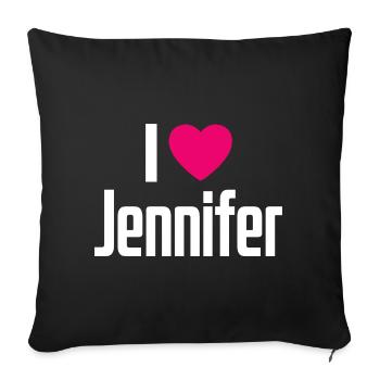 I Love Jennifer Pink Heart I Love Jennifer - Sofa pillowcase 17,3'' x 17,3'' (45 x 45 cm) - black - Front