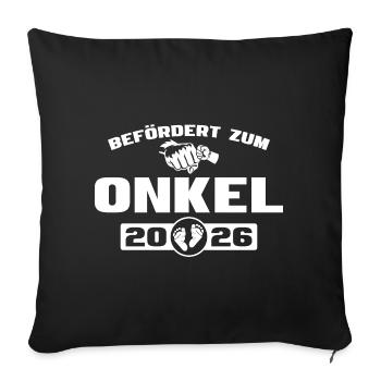 Baby Shower promu au rang d’oncle 2026 - Housse de coussin décorative 45 x 45 cm - noir - Devant