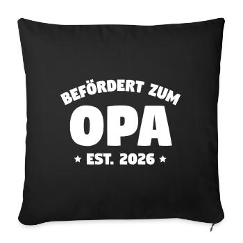 Promu grand-père 2026 – Cadeau pour le futur grand-père - Housse de coussin décorative 45 x 45 cm - noir - Devant