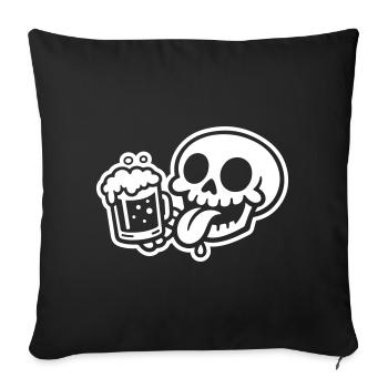 Verre de bière squelette drôle - Housse de coussin décorative 45 x 45 cm - noir - Devant