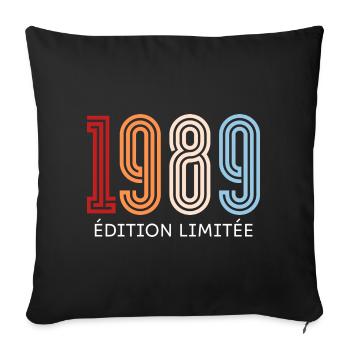 1989 édition limitée vintage - Housse de coussin décorative 45 x 45 cm - noir - Devant