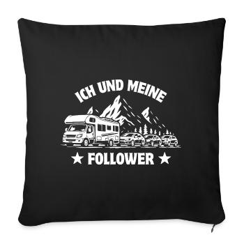 Moi et mes abonnés - Camping-car - Embouteillage - Housse de coussin décorative 45 x 45 cm - noir - Devant