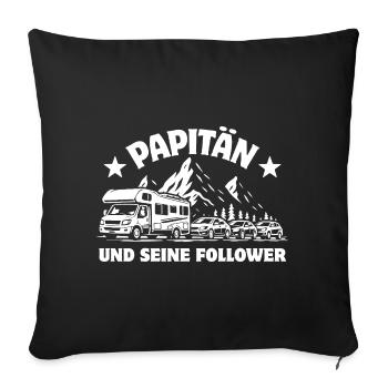Papitän und seine Follower - Wohnmobil - Stau - Sofakissenbezug 45 x 45 cm - Schwarz - Vorne
