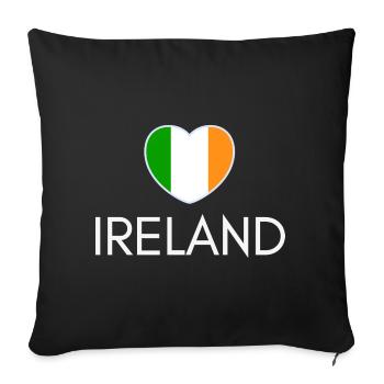 Cœur avec drapeau irlandais, j’aime l’Irlande - Housse de coussin décorative 45 x 45 cm - noir - Devant