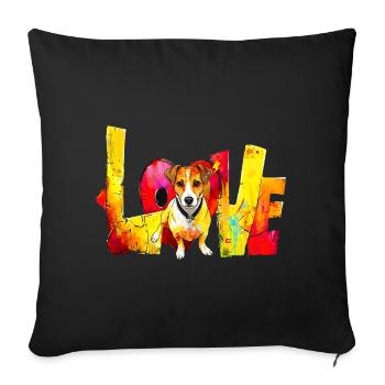 Love Jack Russell Dog Motif Heart - Sofa pillowcase 17,3'' x 17,3'' (45 x 45 cm) - black - Front