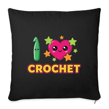 J’adore le crochet Häkeln - Housse de coussin décorative 45 x 45 cm - noir - Devant